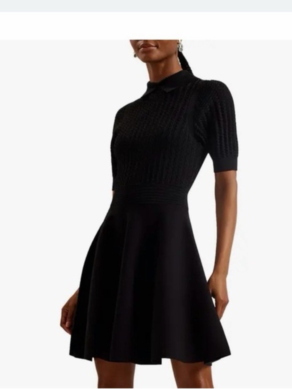 NWT  Ted Baker London Mia Black Knit Fit-and-Flare Dress